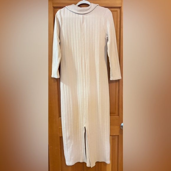FREE PEOPLE Boho Lazy Days Body-con Maxi Dress in Creamy Cotton Spandex Rib Knit - Picture 12 of 13